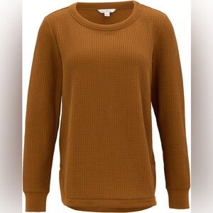 L.L. BEAN Signature Brushed-Back Waffle Boat Neck Sweatshirt